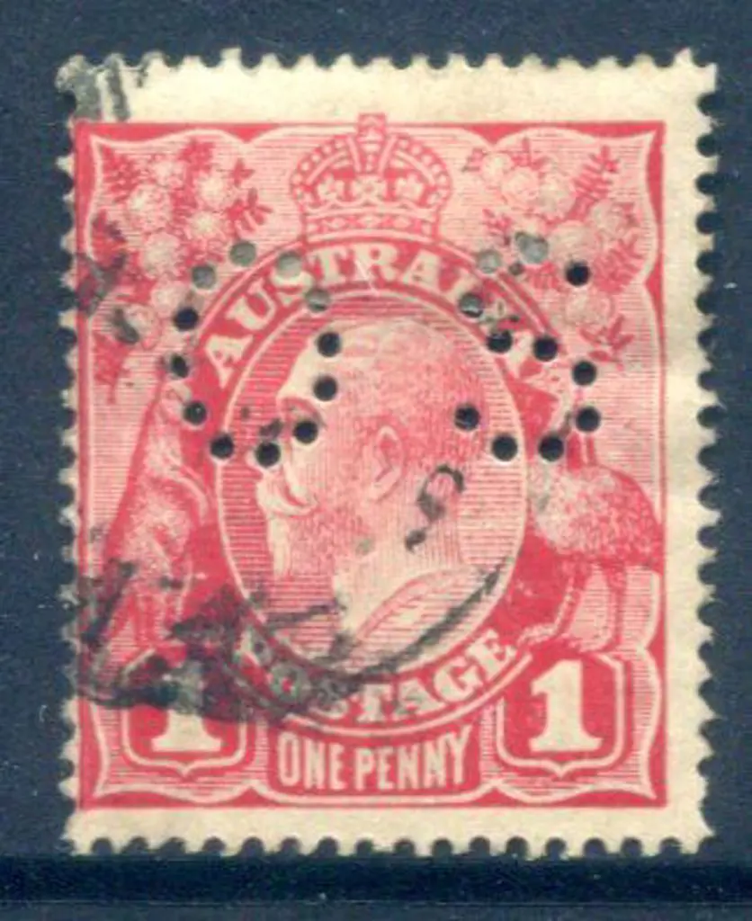 1914/20 1d crimson (G23) single wmk perfined "OS" ... Image 1++