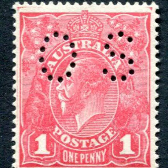 1914/20 1d rose-pink on rough paper perfined "OS". ...