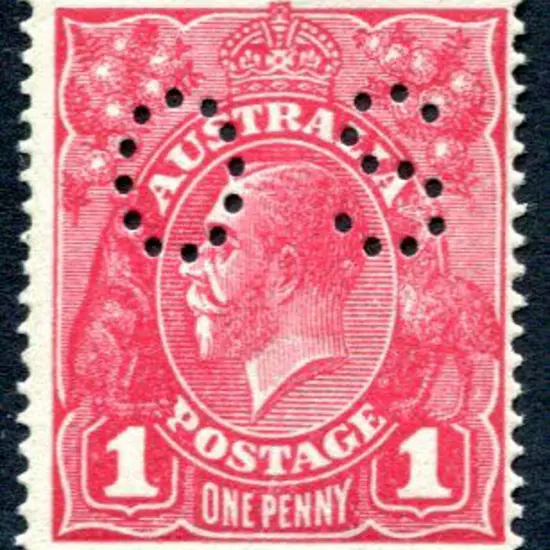 1914/20 1d rosine on rough paper perf "OS". Fresh ...