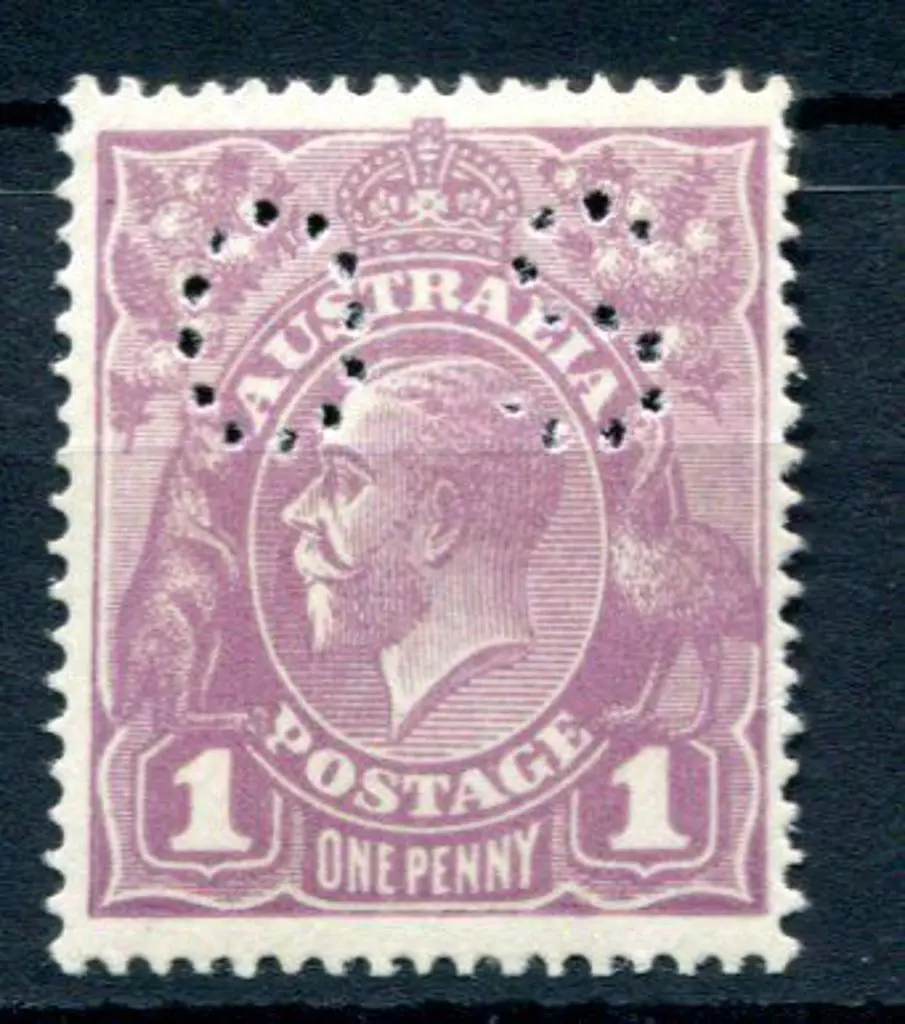 1914/20 1d blue-violet, single wmk KGV perfined ... Image 1++