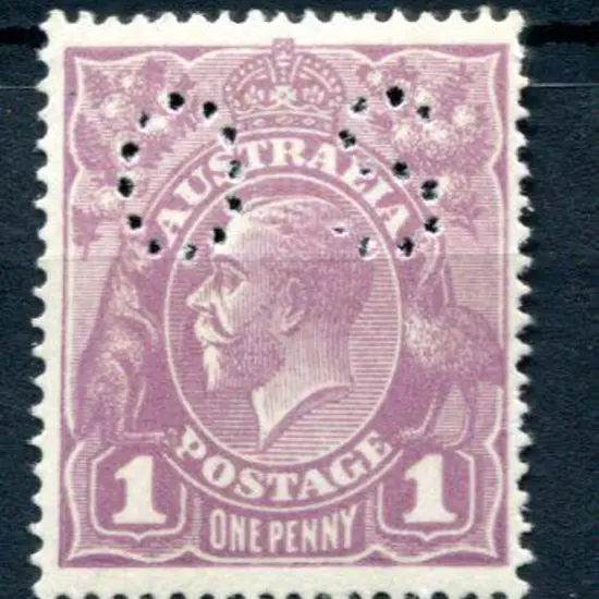 1914/20 1d blue-violet, single wmk KGV perfined ...