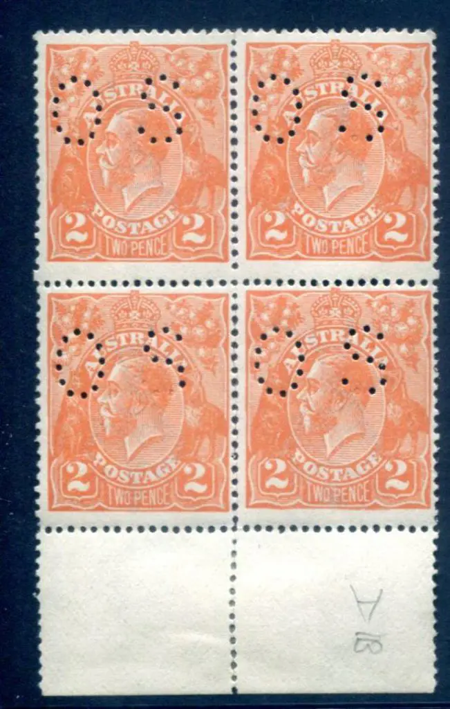 1914/20 2d orange with single wmk inverted in ... Image 1++