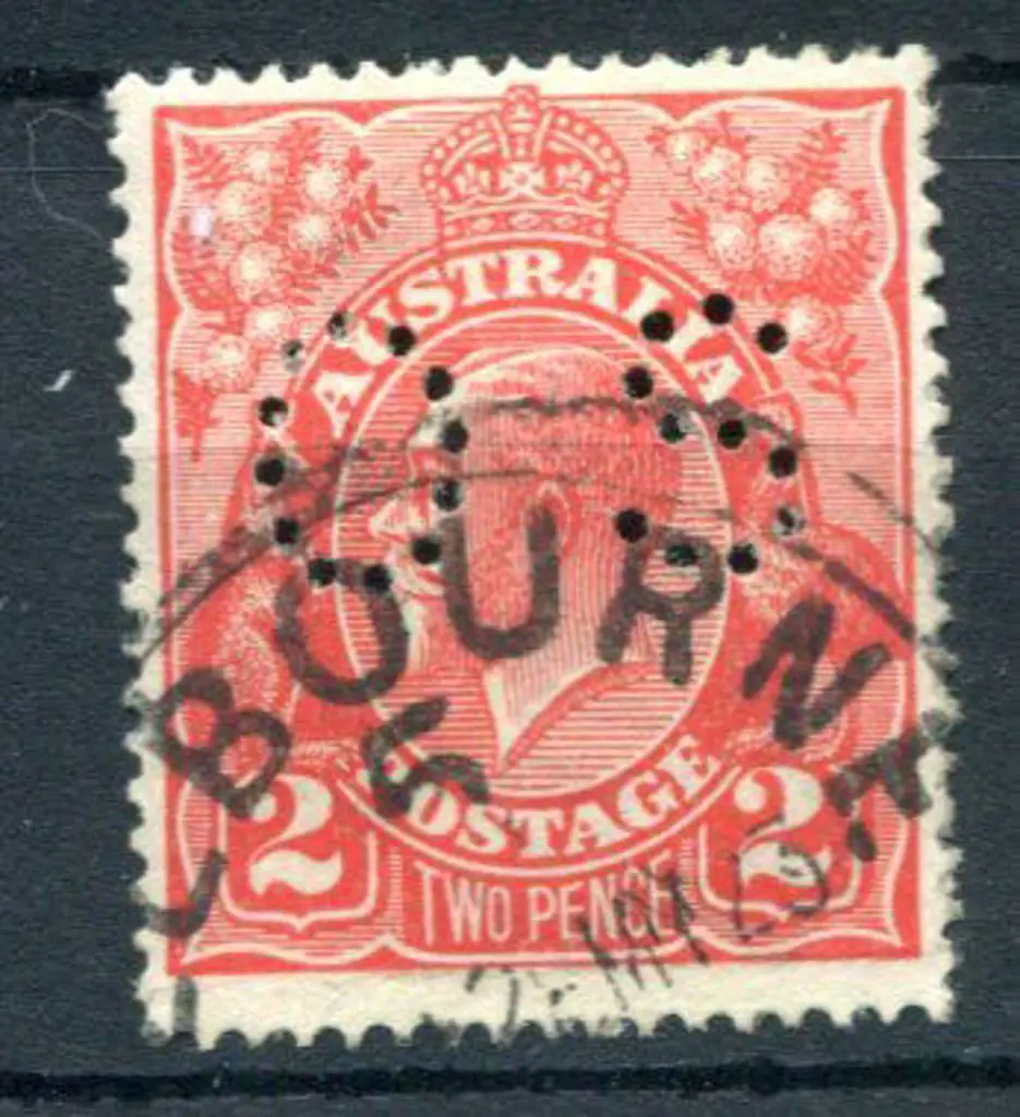 1914/20 2d scarlet perfined "OS" with inverted ... Image 1++