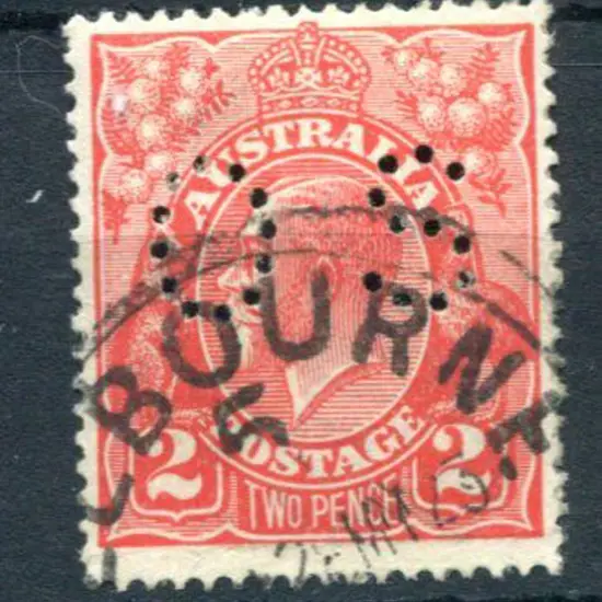 1914/20 2d scarlet perfined "OS" with inverted ...