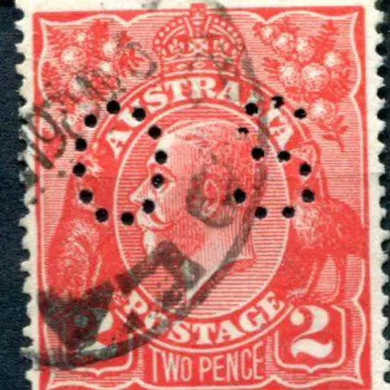 1914/20 2d red with inverted wmk perfined "OS". ...