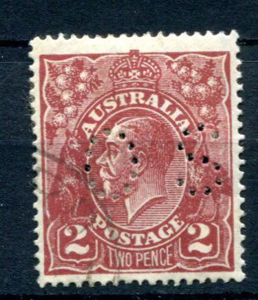 1926/30 2d red-brown, SMW perf. 14 perfined "OS". ... Image 1++