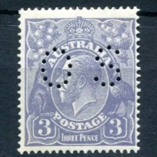 1914/20 3d blue Die IA, type A perfined "OS". Fine ...
