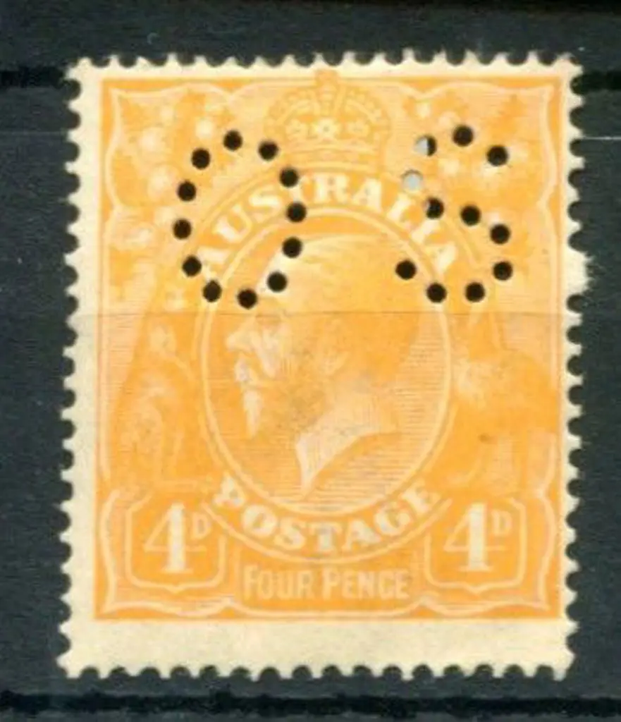 1914/20 4d yellow-orange aniline, single wmk KGV ... Image 1++