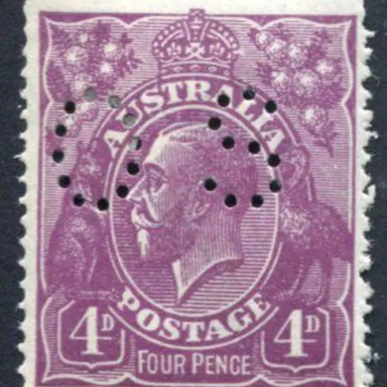 1914/20 4d violet, single wmk perfined "OS". MLH ...