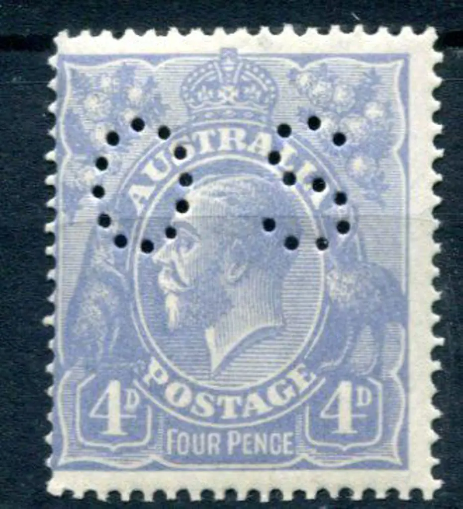1914/20 4d blue, single wmk from Cooke Print ... Image 1++