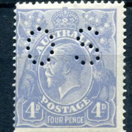 1914/20 4d blue, single wmk from Cooke Print ...