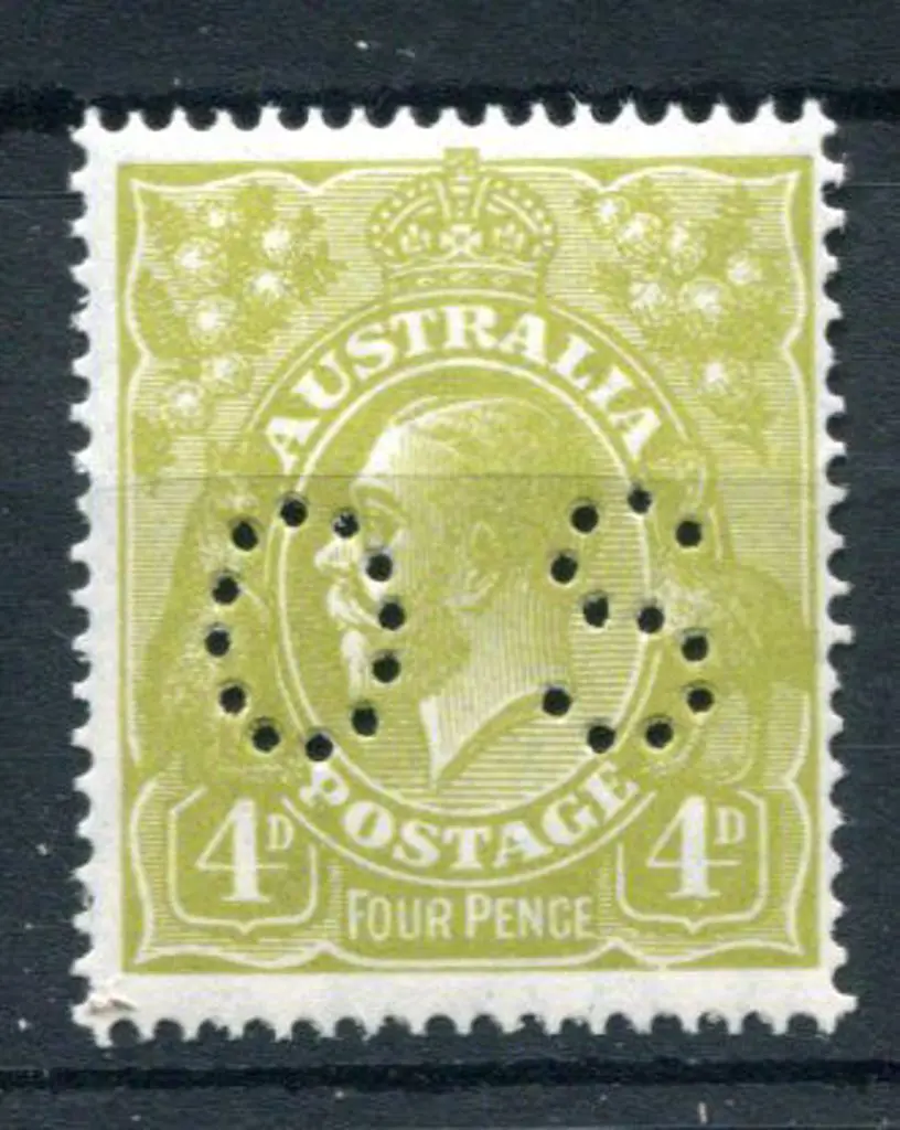 1926/30 4d olive, SMW perf. 14 perfined "OS". ... Image 1++
