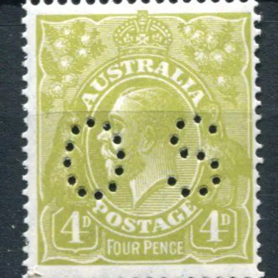 1926/30 4d olive, SMW perf. 14 perfined "OS". ...