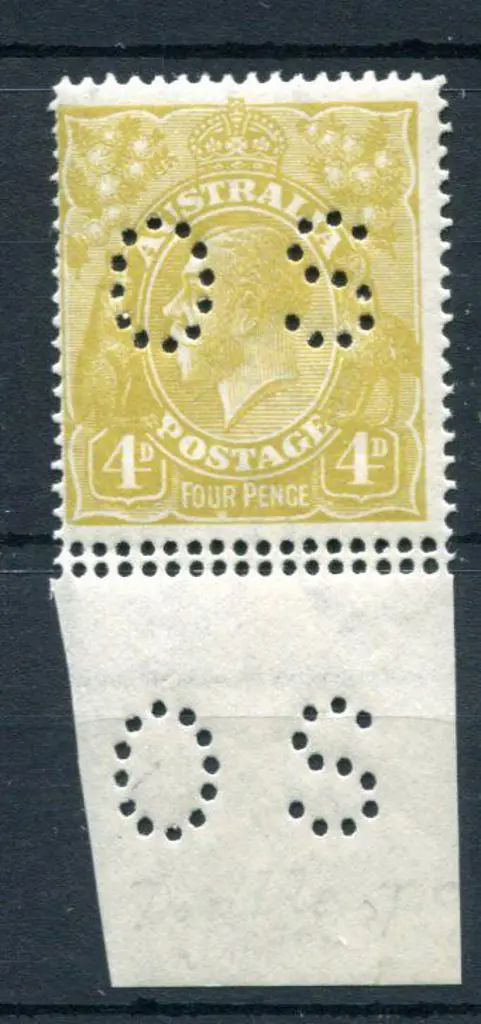 1914/20 4d yellow-olive single wmk with bottom ... Image 1++