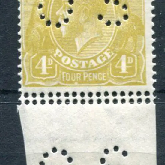 1914/20 4d yellow-olive single wmk with bottom ...