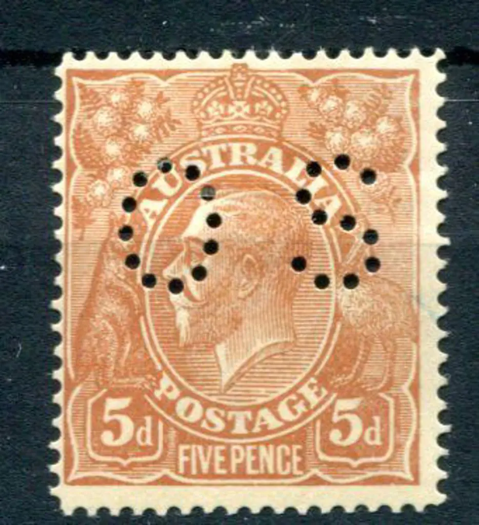 1914/20 5d chestnut, single line perf 14, perfined ... Image 1++