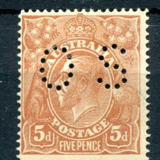 1914/20 5d chestnut, single line perf 14, perfined ...