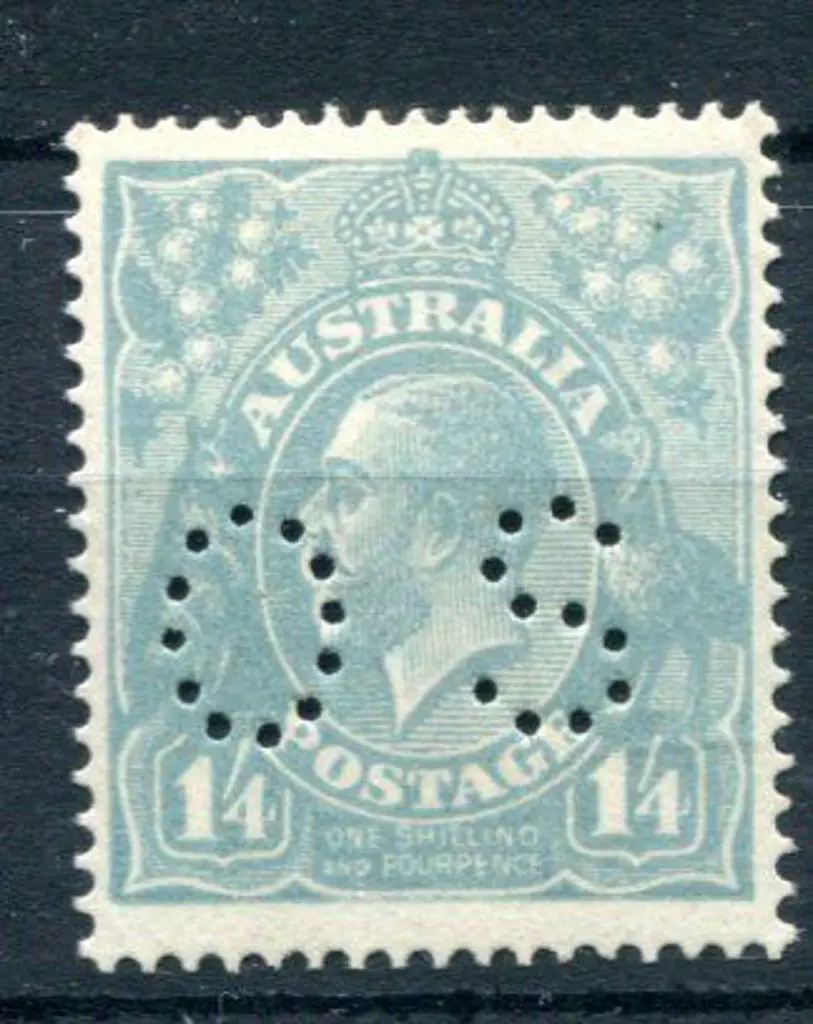 1914/20 1/4d greenish-blue, single wmk perfined ... Image 1++