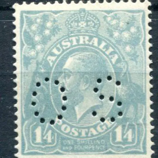 1914/20 1/4d greenish-blue, single wmk perfined ...