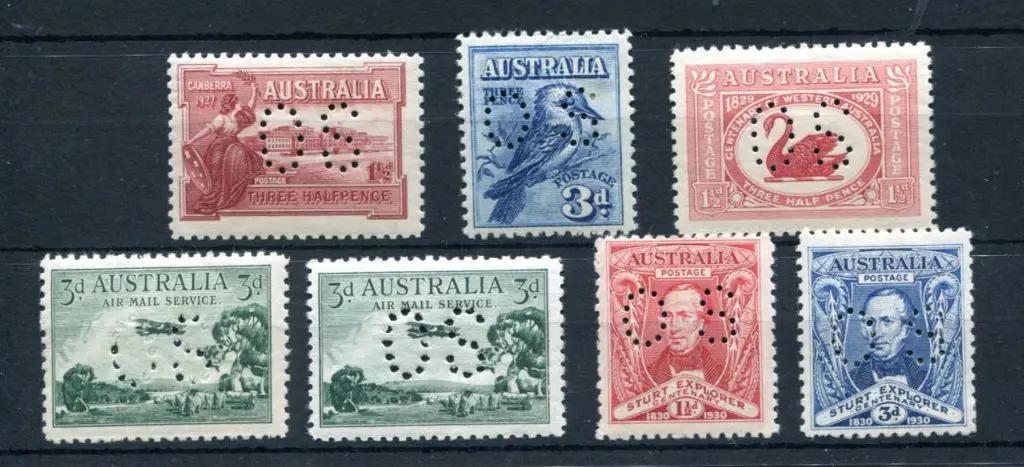 1927-1930 Commems all perfined "OS" incl 3d ... Image 1++