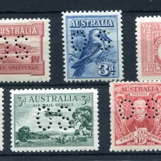1927-1930 Commems all perfined "OS" incl 3d ...