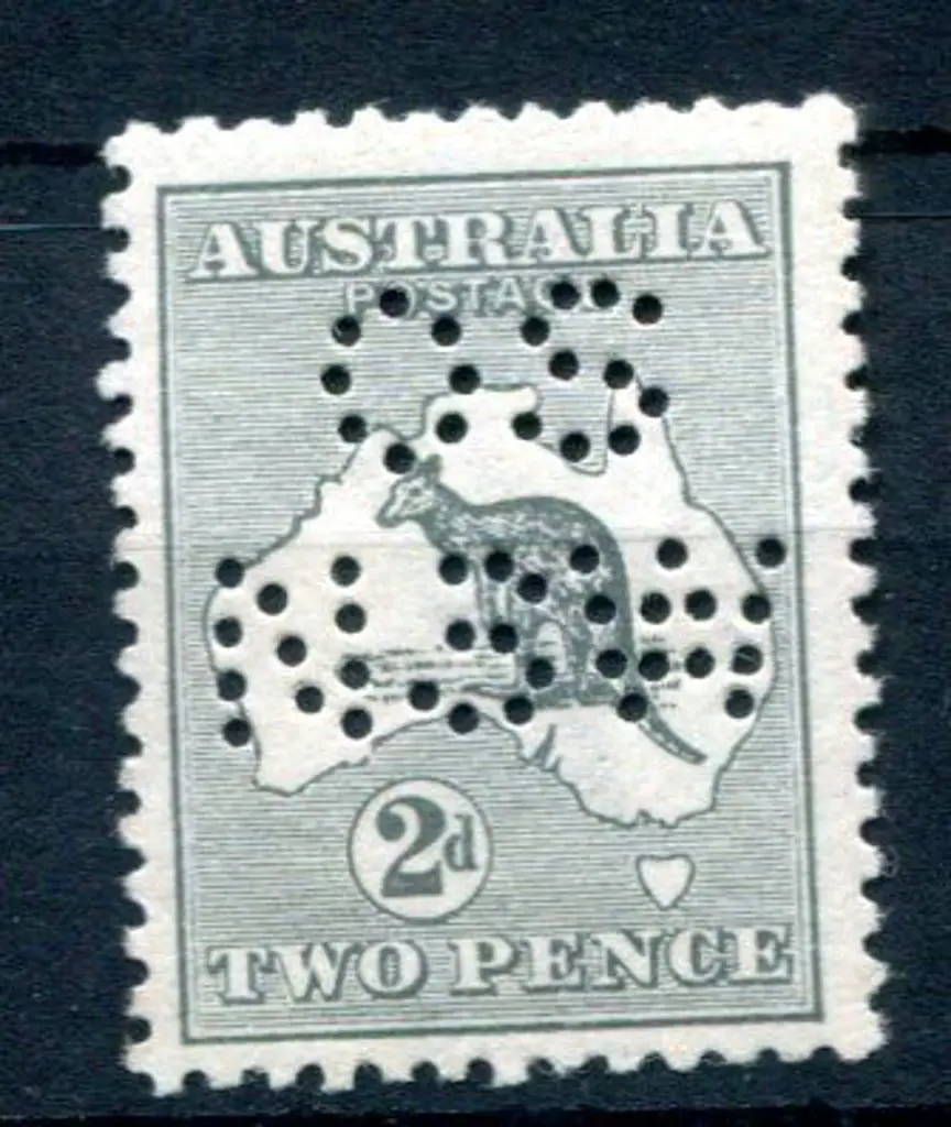 1913 2d slate, 1st wmk perfined "OS/NSW". MVLH ... Image 1++