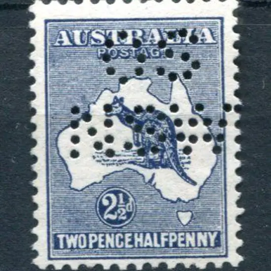 1913 2½d indigo, 1st wmk perfined "OS/NSW". Fresh ...