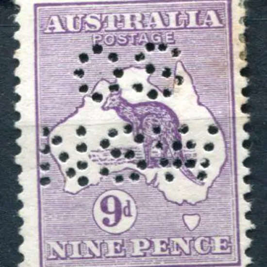 1913 9d violet, 1st wmk perfined "OS/NSW". MLH, ...