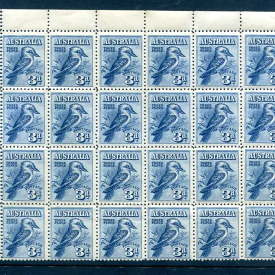 1928 3d blue kookaburra in top left corner block ...