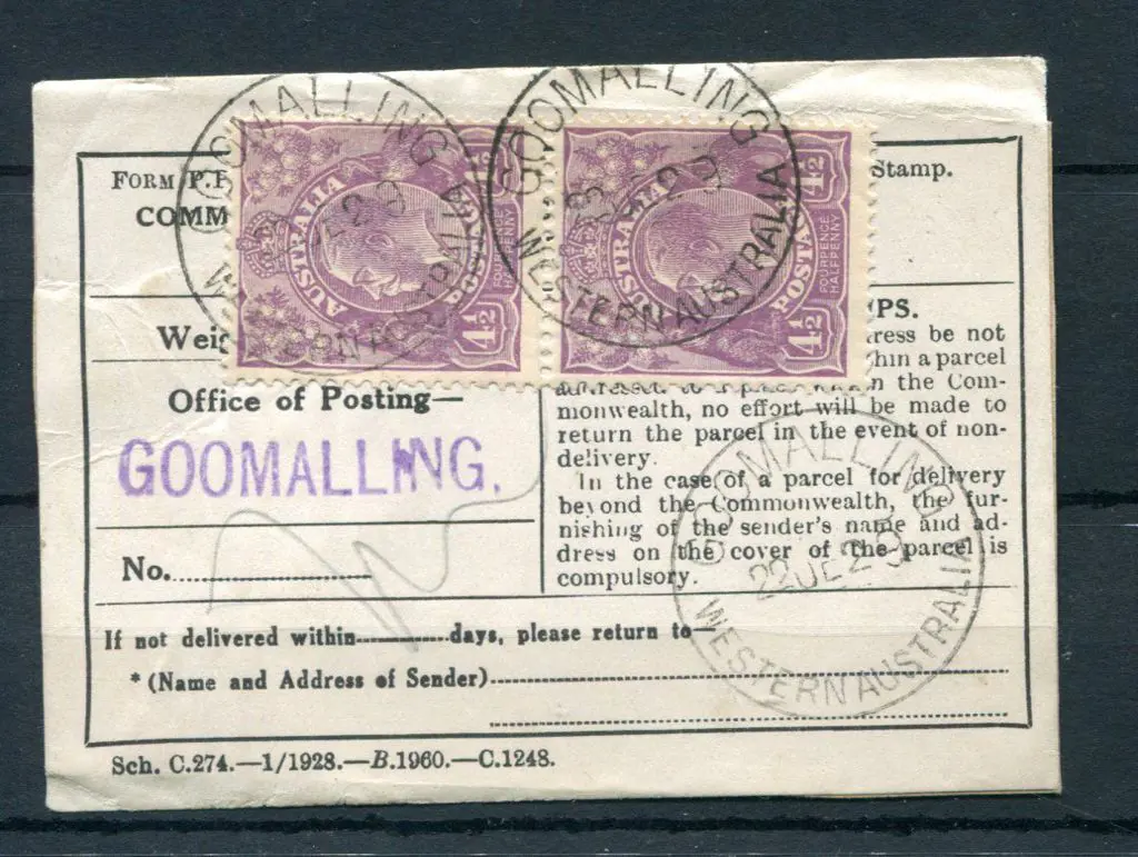 1929 (22nd July) "Parcels Post" Form P.P. 1 with ... Image 1++