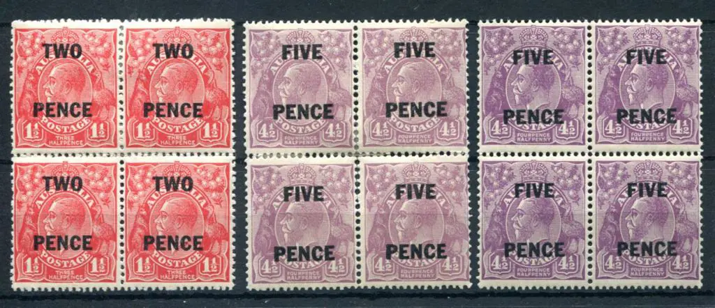 1930 "TWO PENCE" surcharge on golden-scarlet KGV ... Image 1++