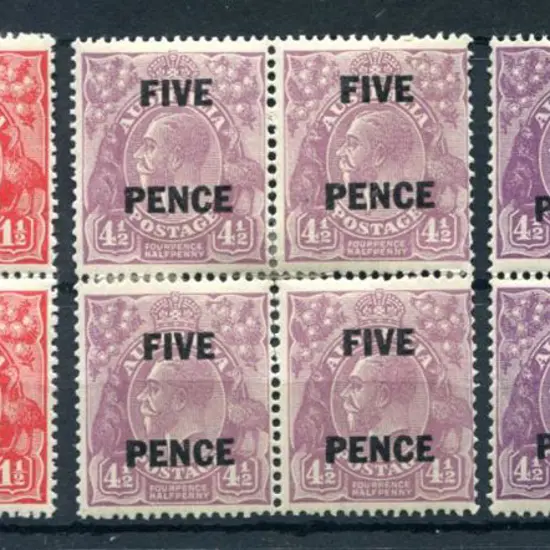 1930 "TWO PENCE" surcharge on golden-scarlet KGV ...