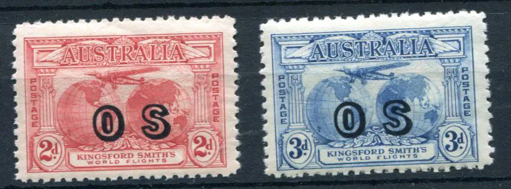 1931 2d & 3d Kingsford Smith ovptd "OS". They ... Image 1++