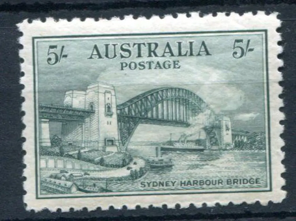1932 5/- Sydney Harbour Bridge. MLH with even gum ... Image 1++