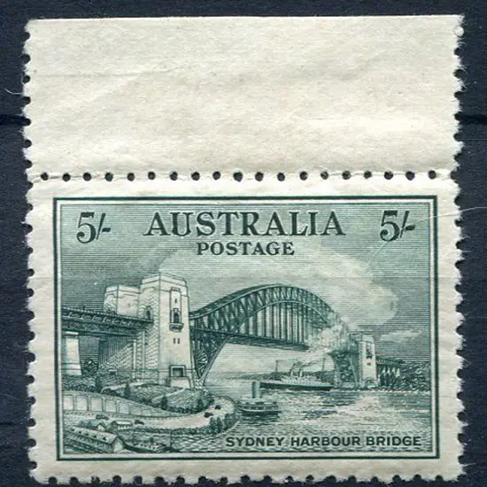 1932 5/- Sydney Harbour Bridge with top selvedge. ...