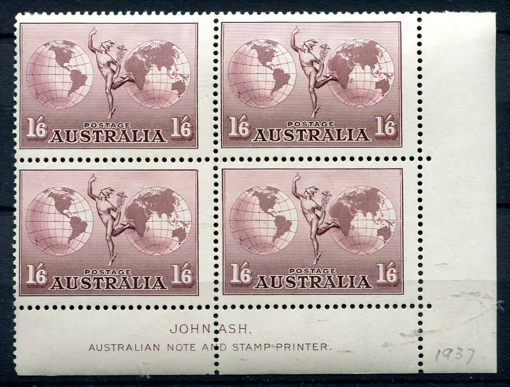 1934 1/6d dull claret Hermes in John Ash 42.5mm ... Image 1++