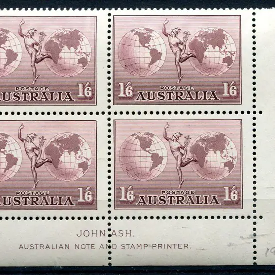 1934 1/6d dull claret Hermes in John Ash 42.5mm ...