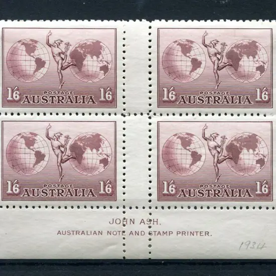 1934 1/6d dull claret Hermes on white wove paper ...