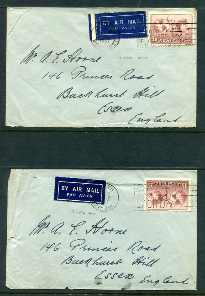 1934 1/6d Hermes Airmail, no wmk, perf.11 used on ... Image 1++