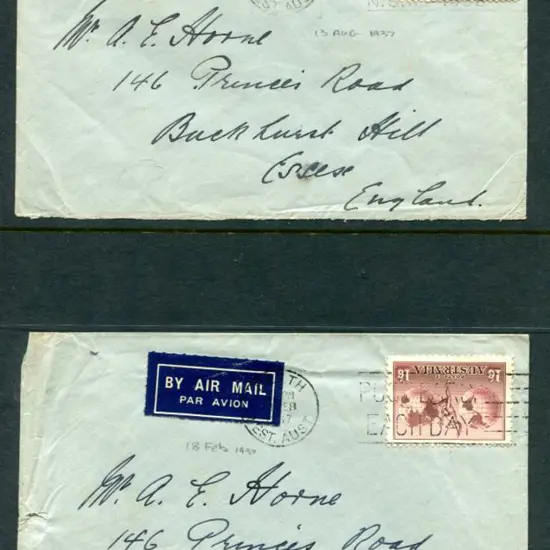 1934 1/6d Hermes Airmail, no wmk, perf.11 used on ...