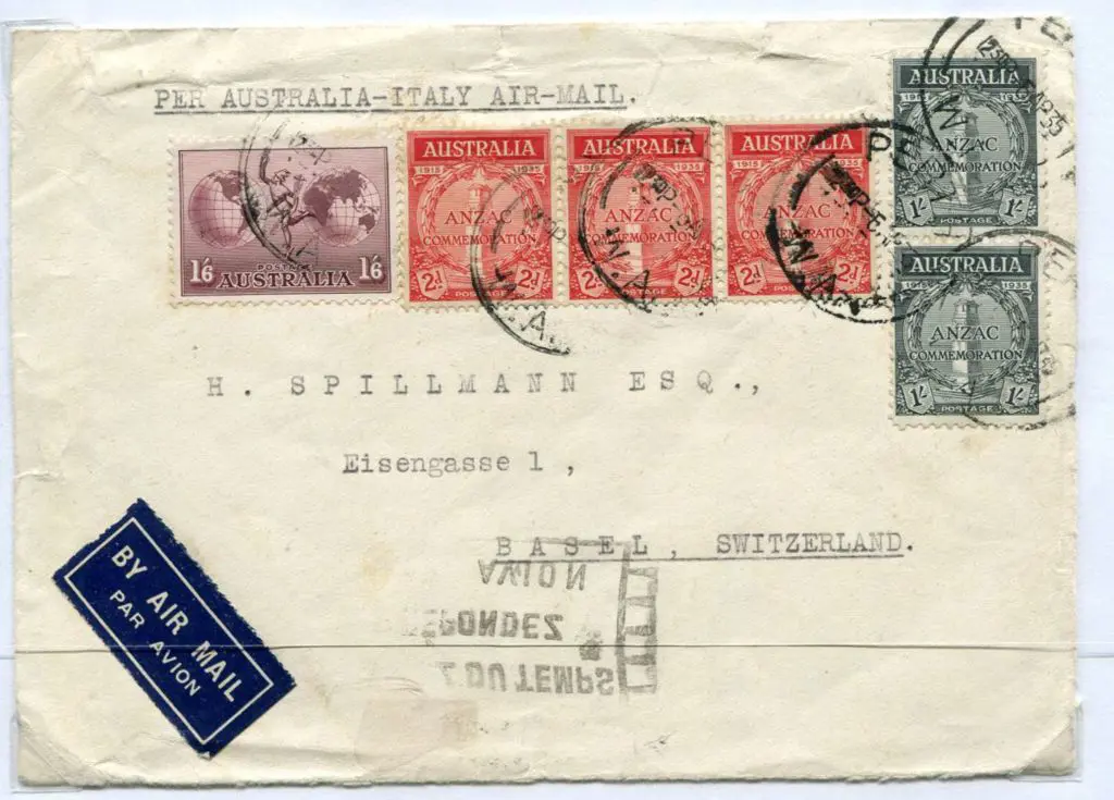 1935 (6th April) 1/6d Hermes perf.11, 2d Anzac ... Image 1++