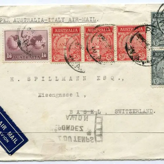 1935 (6th April) 1/6d Hermes perf.11, 2d Anzac ...