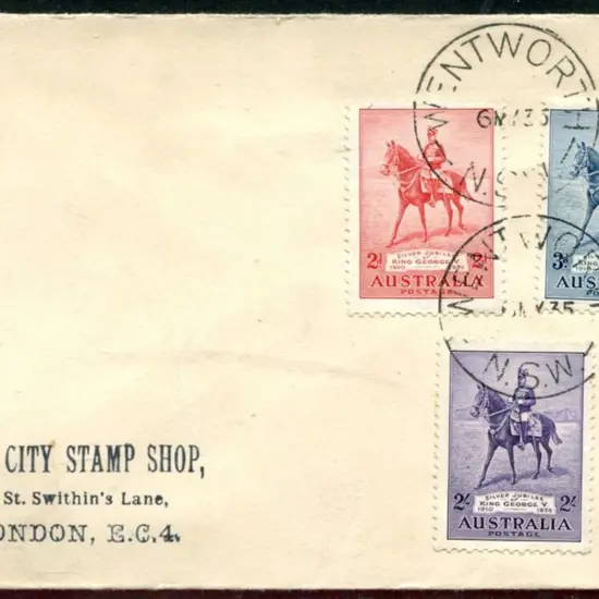 1935 (6th May) Silver Jubilee set of 3 tied by ...