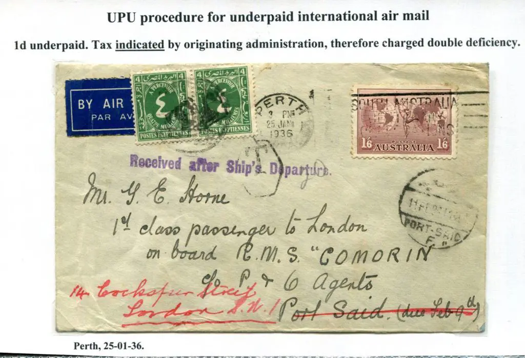 1936 (25th Jan) Airmail letter from Perth to a ... Image 1++