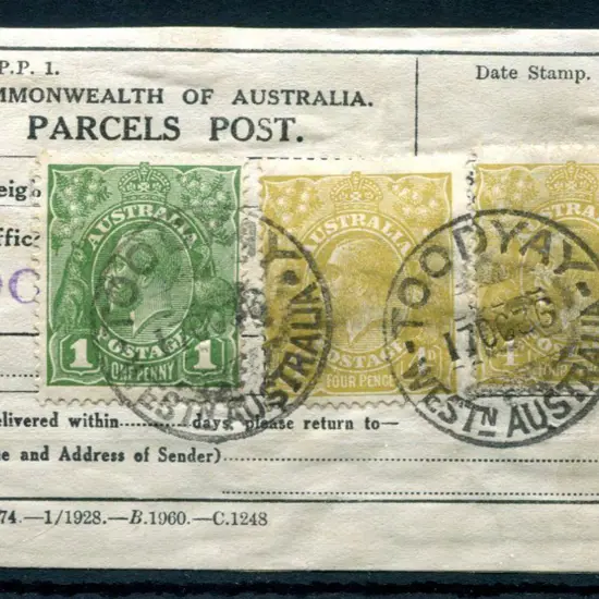 1936 (17th Oct) "Parcels Post" Form P.P. 1 with 1d ...