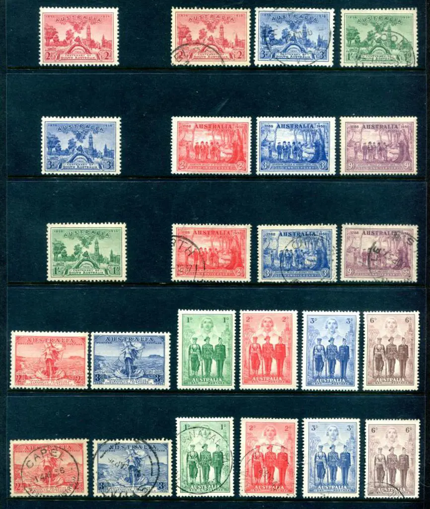 1936 Cable pair, 1936 SA Cent, 1937 NSW & 1940 AIF ... Image 1++