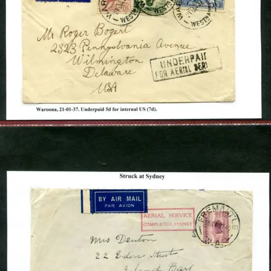 1937 (21st Jan) Waroona WA to USA with 1932 1/- ...