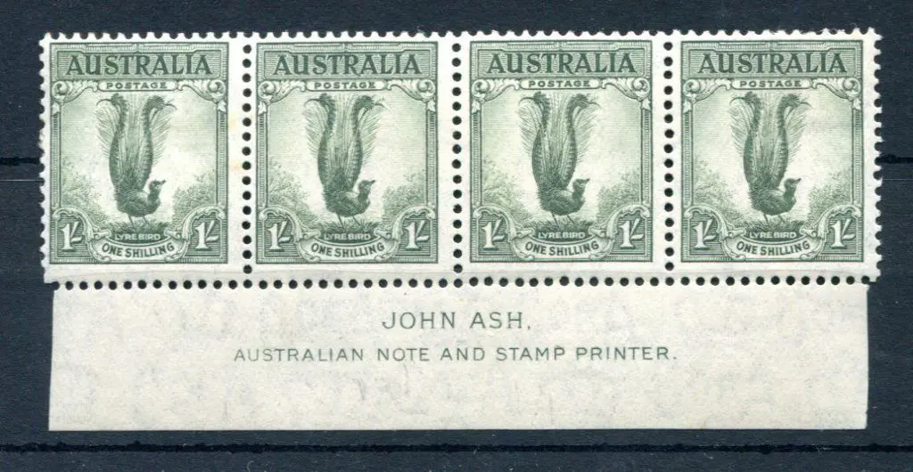 1937/59 1/- Lyrebird, Perf. 13½x14 in John Ash ... Image 1++