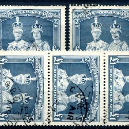 1937/48 £1 Robes on thick paper in vert strip of 4 ...