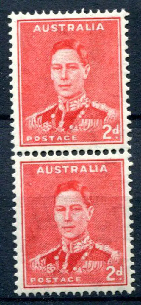 1938/41 2d scarlet KGVI coil pair. Fine MUH. ACSC ... Image 1++